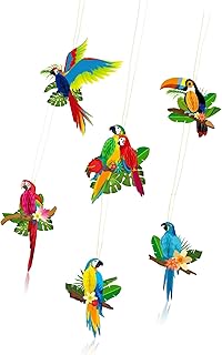 Tropical Bird Honeycomb Decorations, 6PCS Multicolored Paper Hanging Ornaments for Summer Parties, Forest Themed Events, F...