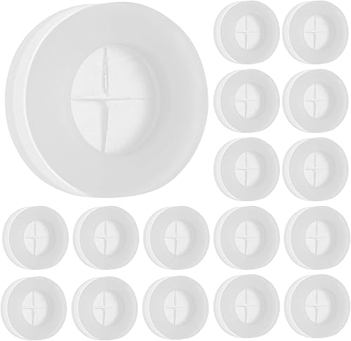 UPKOCH 20 tapones de silicona transparente blanco para tarro de masón, tapa de madera con diseño de flores cruzadas con agujero para pajilla,