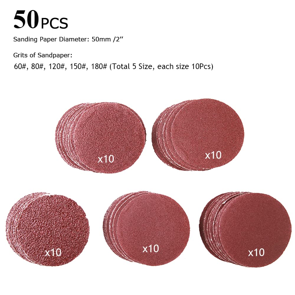 Bestgle Lot De 50 Disques Abrasifs Radiaux 25 Mm - 8 Grains (80 à 2000) - Kit Complet Pour Ponçage, Polissage Et Ébavurage Sur Métaux & Bijoux