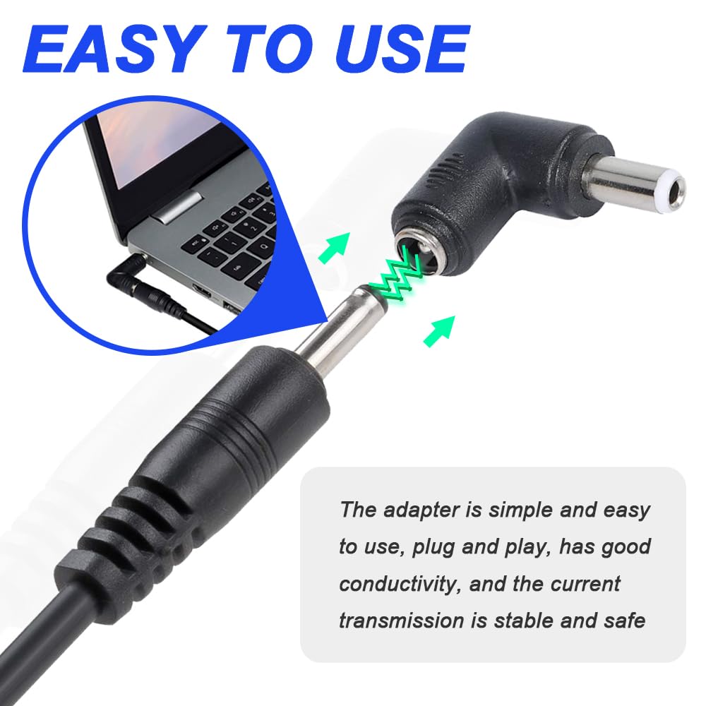 Adapter konwertera zasilania DC, kąt prosty 90 stopni 5,5 x 2,1 mm żeński na 5,5 x 2,5 mm męski DC wtyczka jack zasilania do laptopa, kabel DC (10 sztuk)