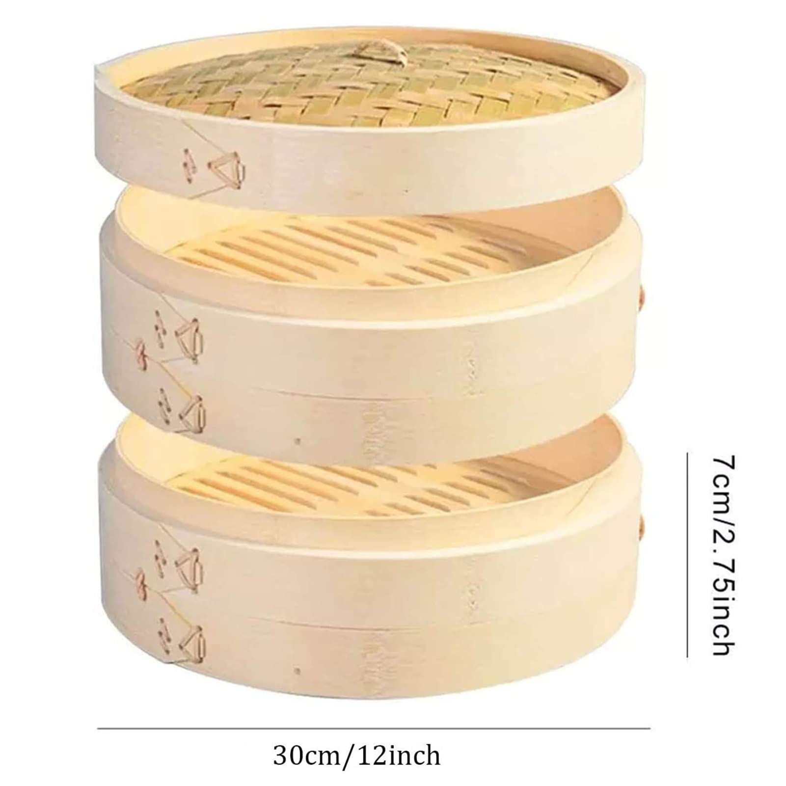 Vaporera de bambú, vaporera apilable Duradera Hecha a Mano para Verduras, Carne, Pescado, albóndigas, Dim Sum, Cocina