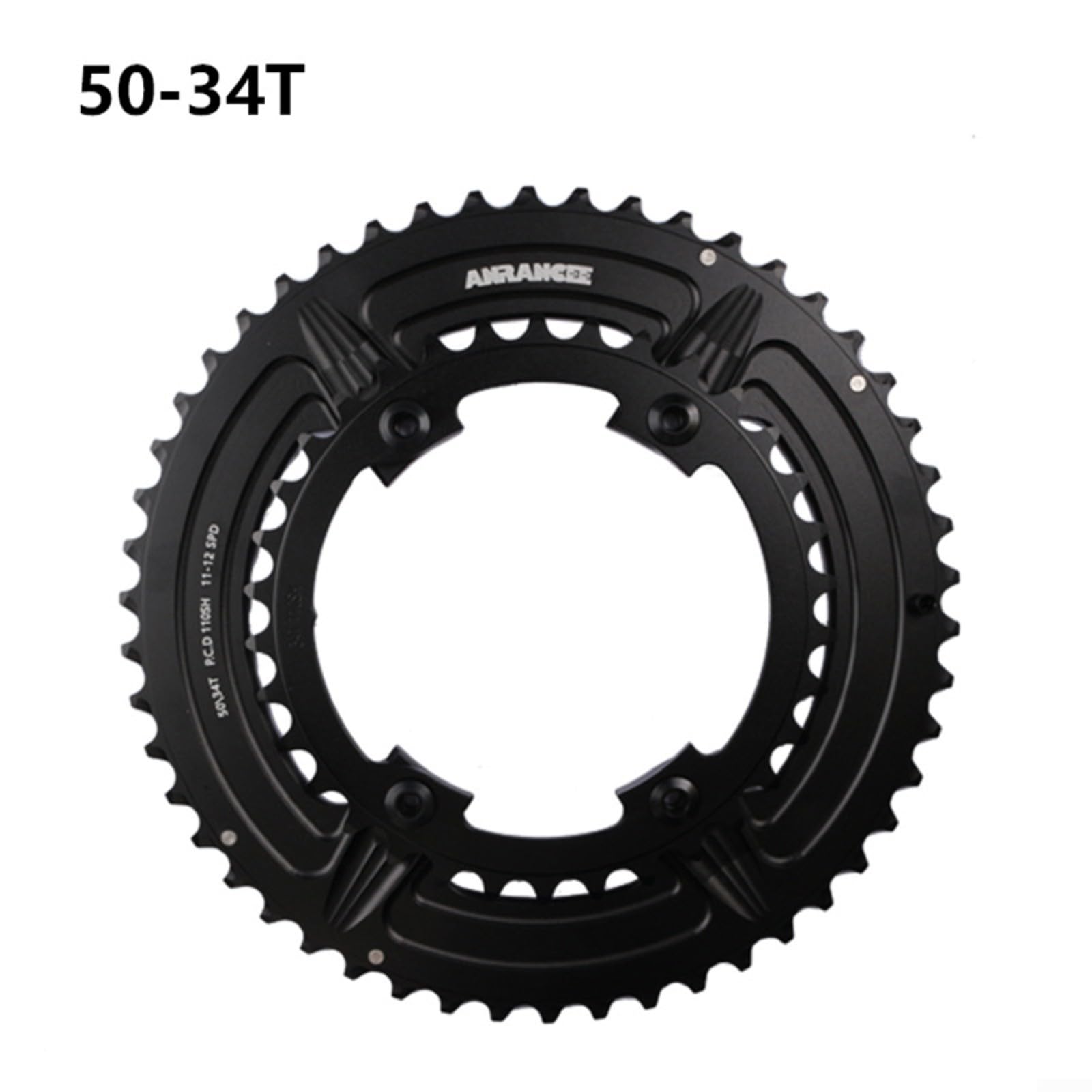 Set di corone per bici da strada per 105/Ultegra/Dura-Ace (50-34T/52-36T/53-39T), 7075-T651 in alluminio lavorato a CNC doppia corona 110BCD, compatibile con guarniture R7000/R8000/R9100 (34/50T)