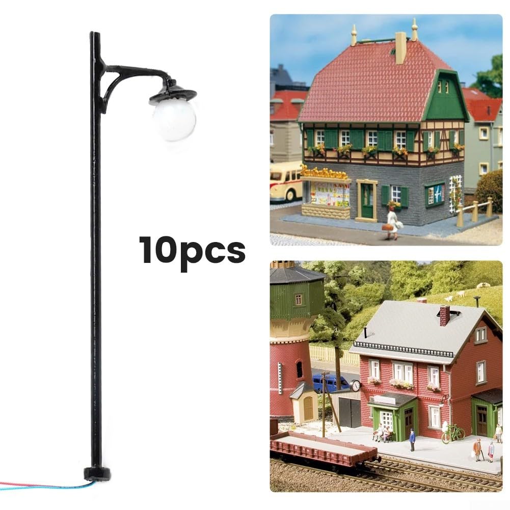 Latarnie uliczne LED, 65 mm, H0, białe światło, latarnie uliczne LED