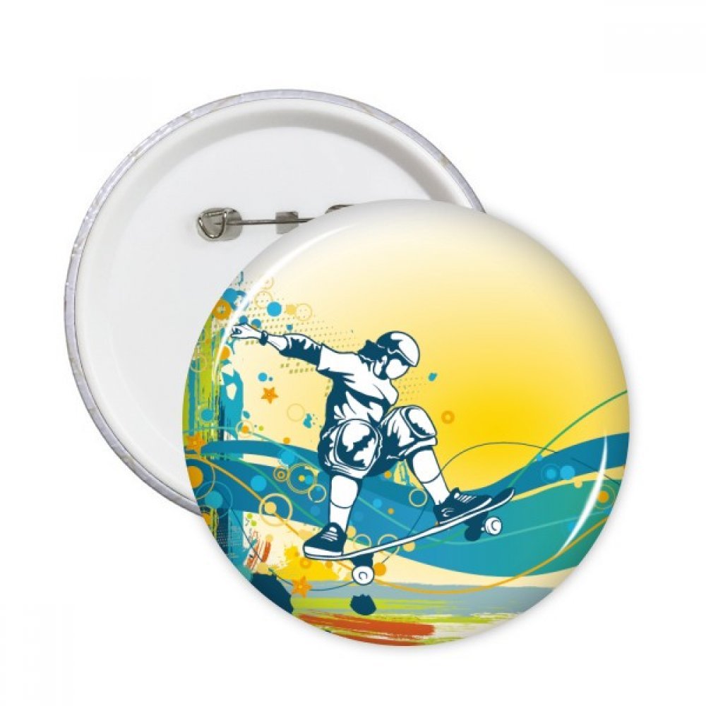 Planche à roulettes badge rond DIYthinker vêtement déco 5pcs