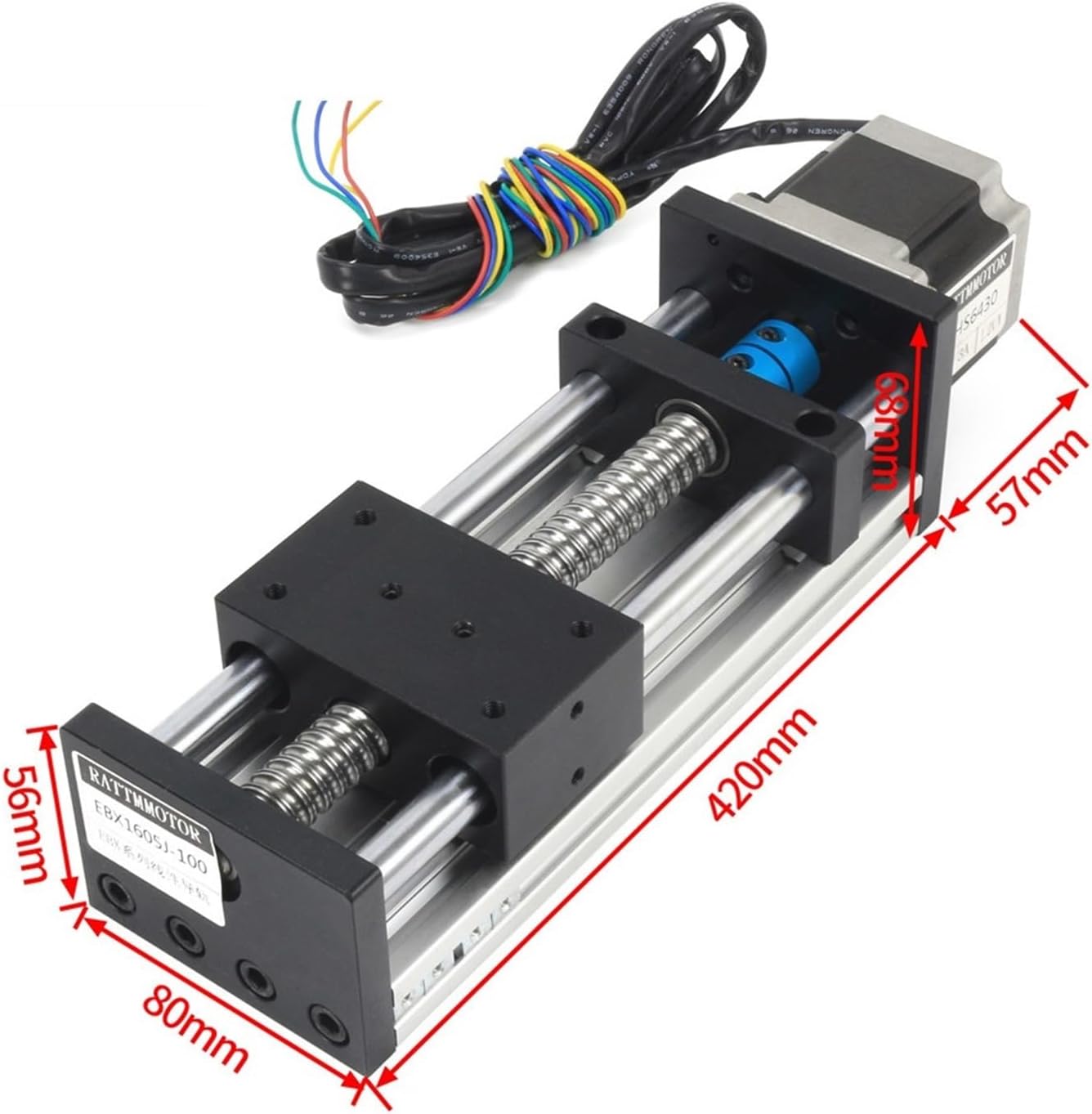 Linear Rail, Effective Stroke 100 200 300 400 500mm CNC Linear Guide Stage Rail Motion Slide SFU1605 Ballscrew Actuator Module 3D Printer for CNC Equipments(Effective Stroke 200)