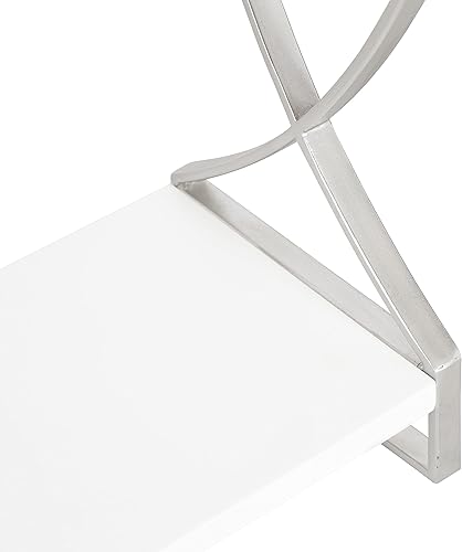 Miniatura 4 de Kate and Laurel Arietta Modern Glam - Estantería de madera y metal de 3 niveles, 18 x 7 x 28 pulgadas, blanco y plateado; almacenamiento y