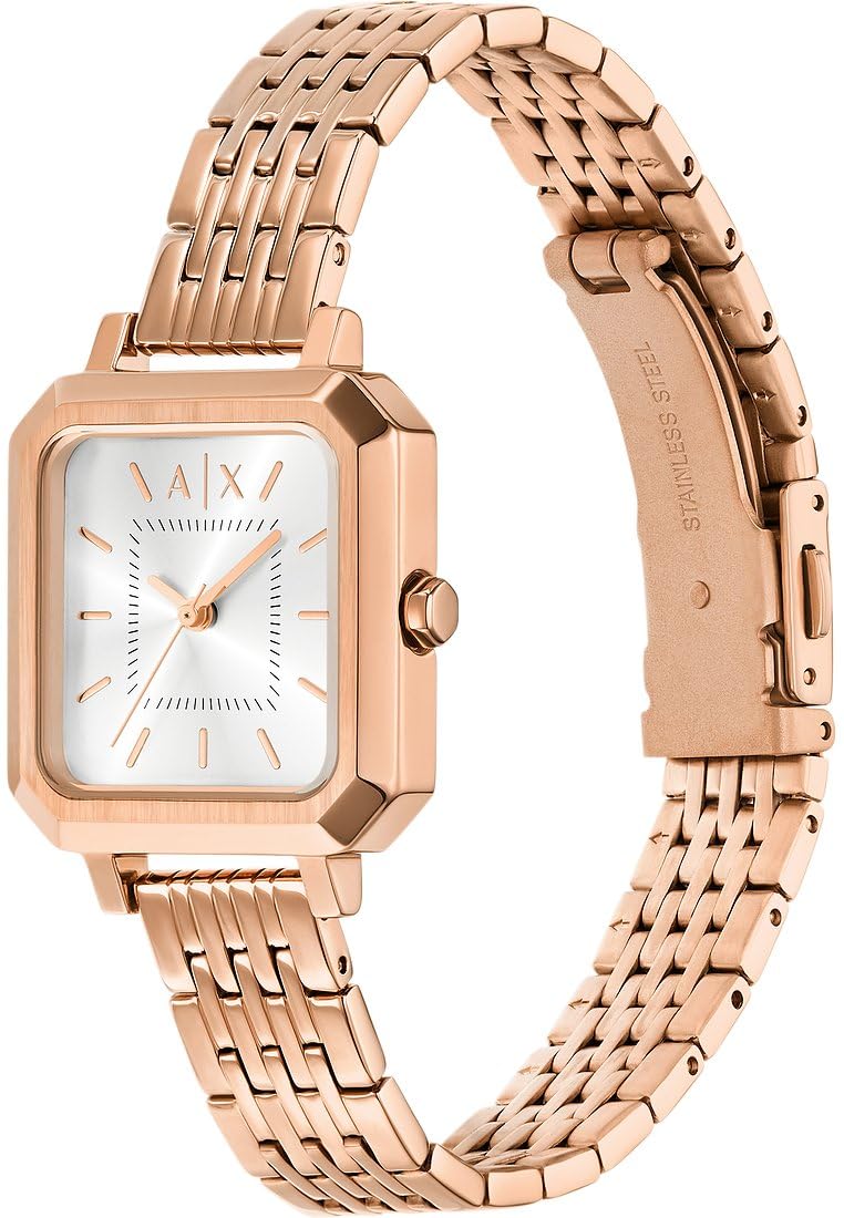 Armani Exchange Orologio da donna, Quarzo Movimento a tre lancette e cassa da 27 mm con cinturino in acciaio inossidabile