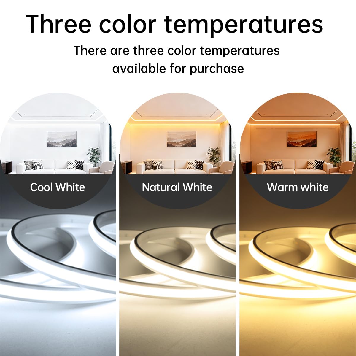 Tira LED COB 10m 24V regulable con fuente de alimentación Tira LED 280 LED/m 3000 K blanco cálido Compatible con Alexa Autoadhesiva Iluminación LED COB para armarios escaleras pasillos,4500k,10M