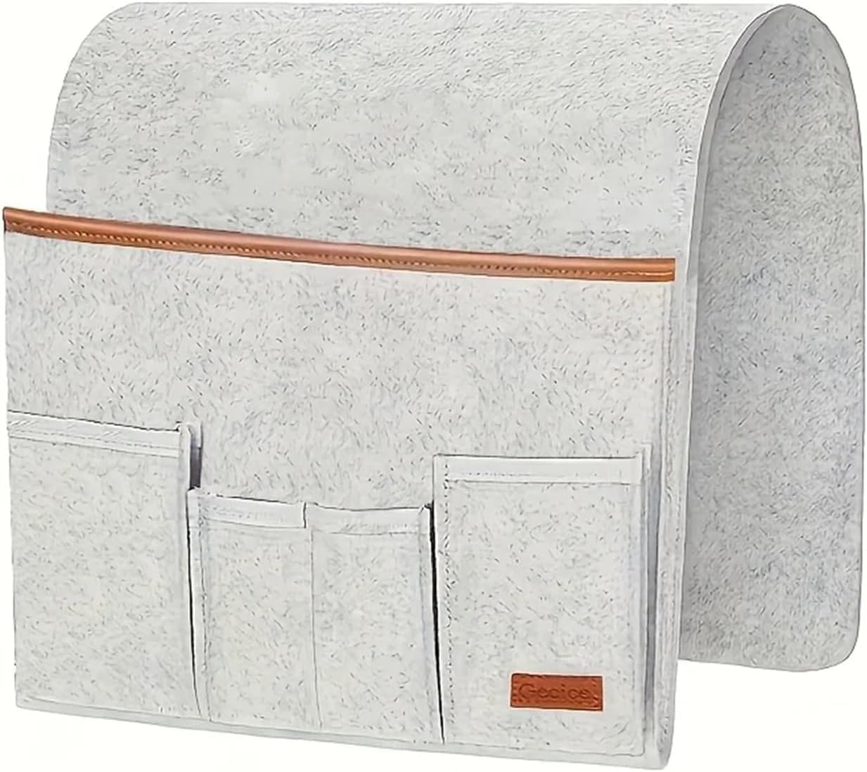 ZQINGQING Sofa Arm Tray Felt Hanging Organizer For Bedside & Dorm Rooms - Multi-Pocket Storage Pouch(Light Grey)