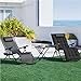 Yaheetech Sonnenliege Liegestuhl Klappbar & Wetterfest, Gartenstuhl Belastbar, Ergonomisches Polster, Gartenliege mit Verstellbarer Rückenlehne, Nackenkissen und Getränkehalter (1, Schwarz)