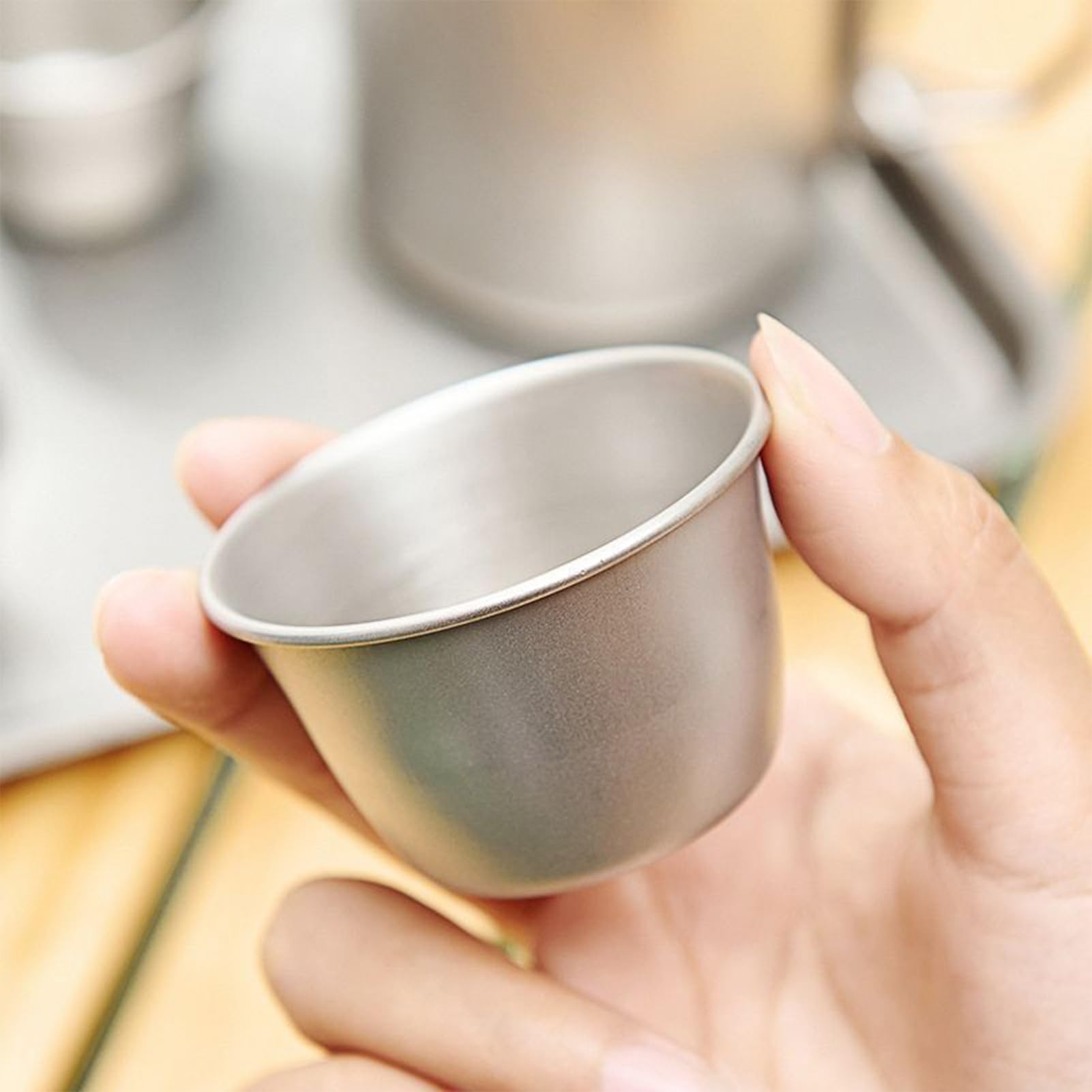 Zestaw Do Herbaty Przenośny Kubek 50 Ml | 4 Filiżanki Z Dzbankiem I Zaparzaczem na świeżym powietrzu, w podróży, na piesze wycieczki, piknik, w domu, wewnątrz, dla