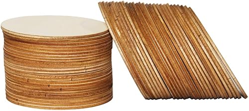 Miniatura 2 de MONKEY SUN 48 posavasos redondos de madera sin terminar de 4 x 4 pulgadas a granel para bebidas, pintura, escritura, bar, decoración del hogar de