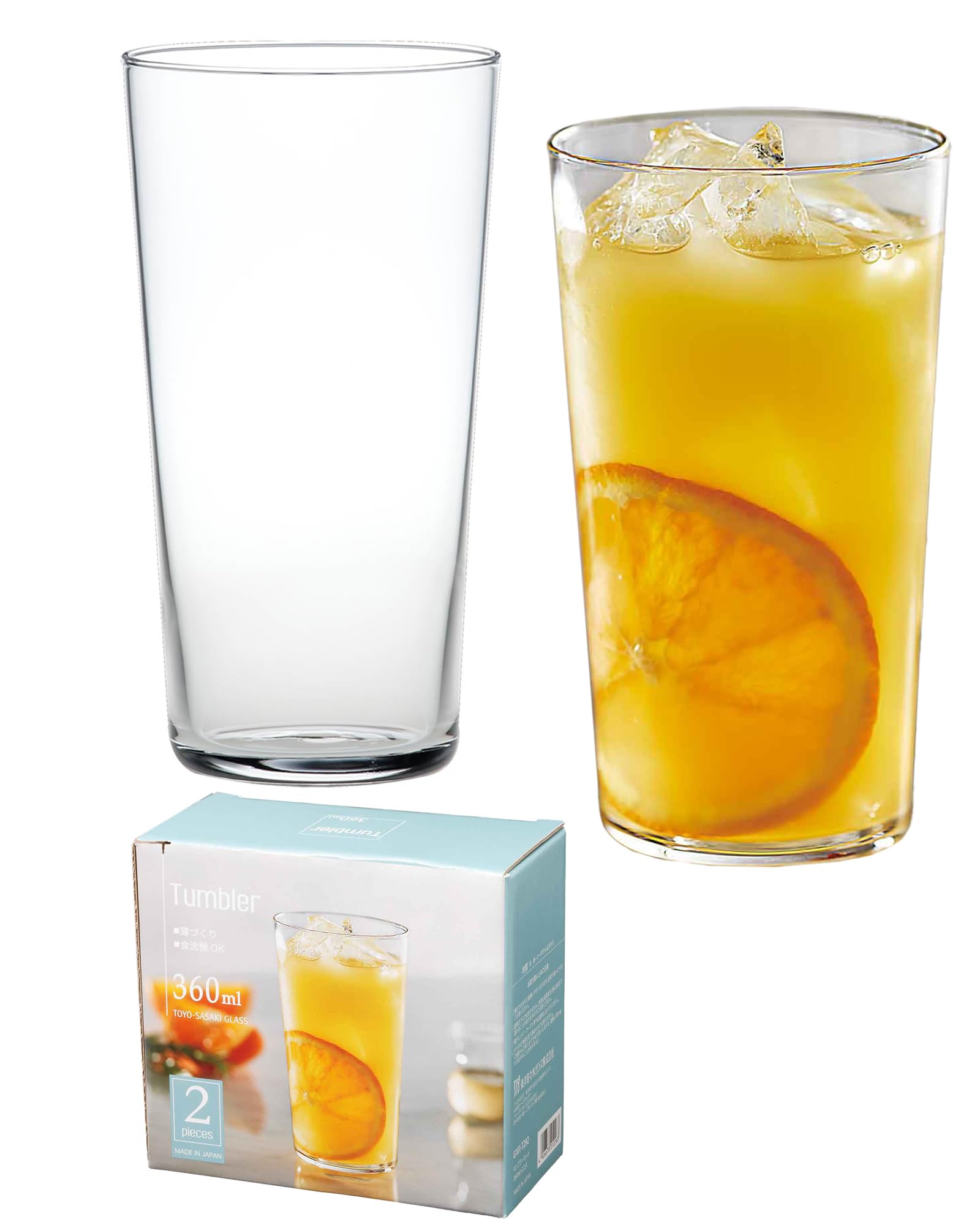 Thin-Walled Sasaki Glass Tumbler Set, 360ml