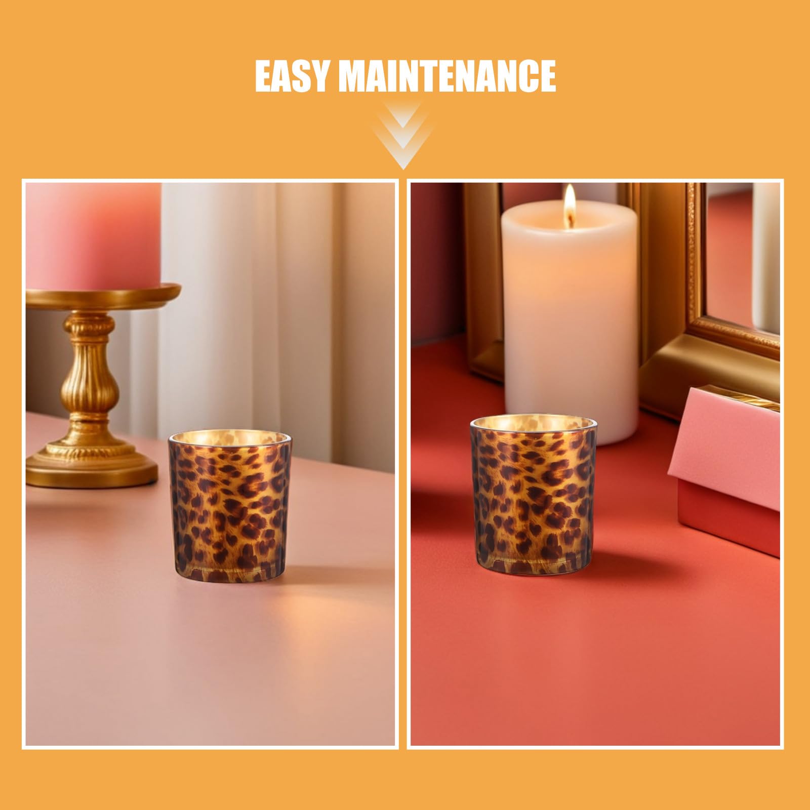 2 portavelas de Cristal con Forma de Leopardo, portavelas votivas, candelabro de Mesa único para Bodas, Fiestas y centros de Mesa navideños.
