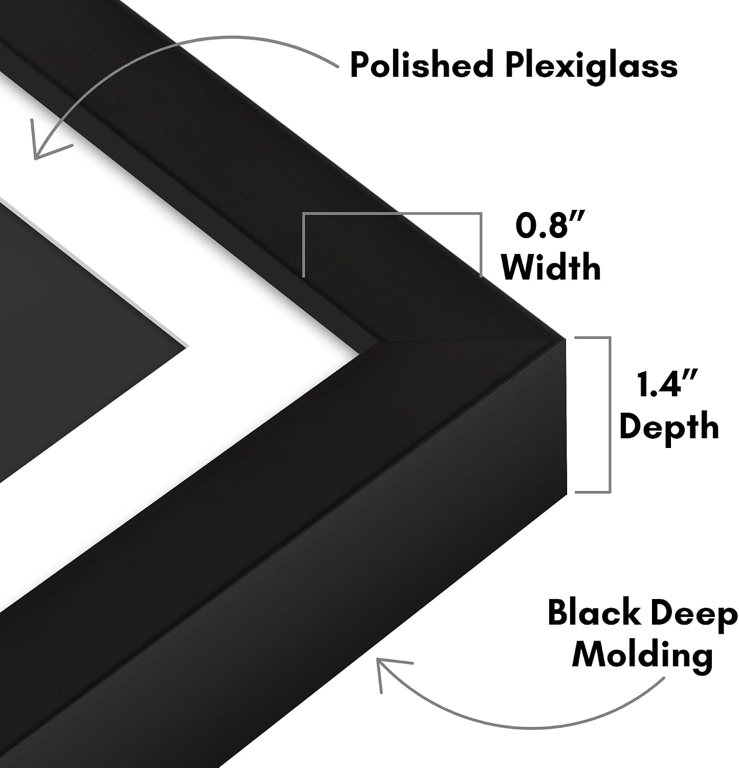 Americanflat 12x12 Picture Frame with Polished Plexiglass - Use as 10x10 Frame with Mat or Display 12x12 Photo Without Mat - Soho Collection - Deep Molding Square Frames for Wall Display - Black