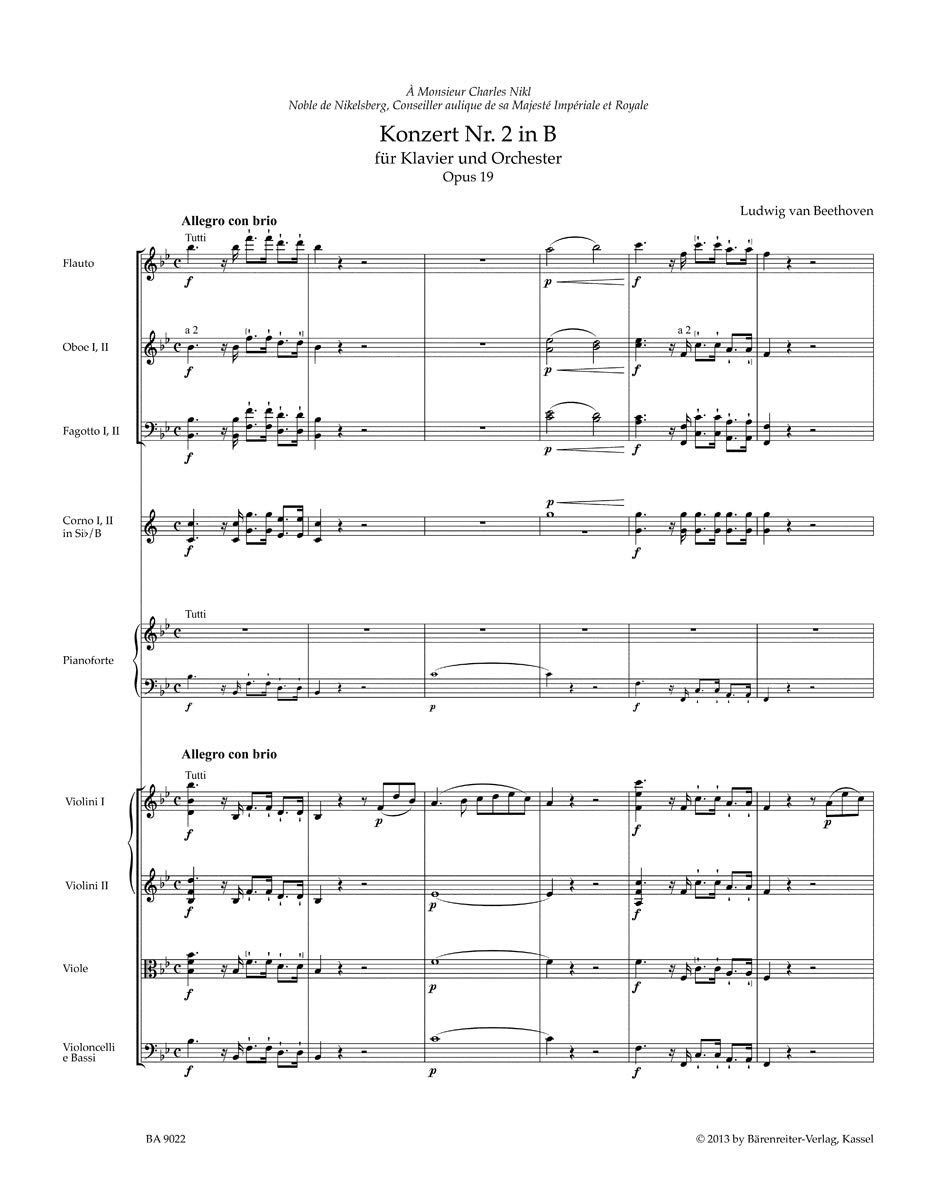 Konzert Nr. 2 in B für Klavier und Orchester, op. 19: Partitur