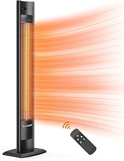 Outdoor Patio Heater, Infrared Heater with Remote, 1500W 750W Garage Heater with 24H Timer, IPX5 Waterproof Space Heater for Outdoor Indoor Use, Quiet Radiant Heater with Tip-over/Overheat Protection