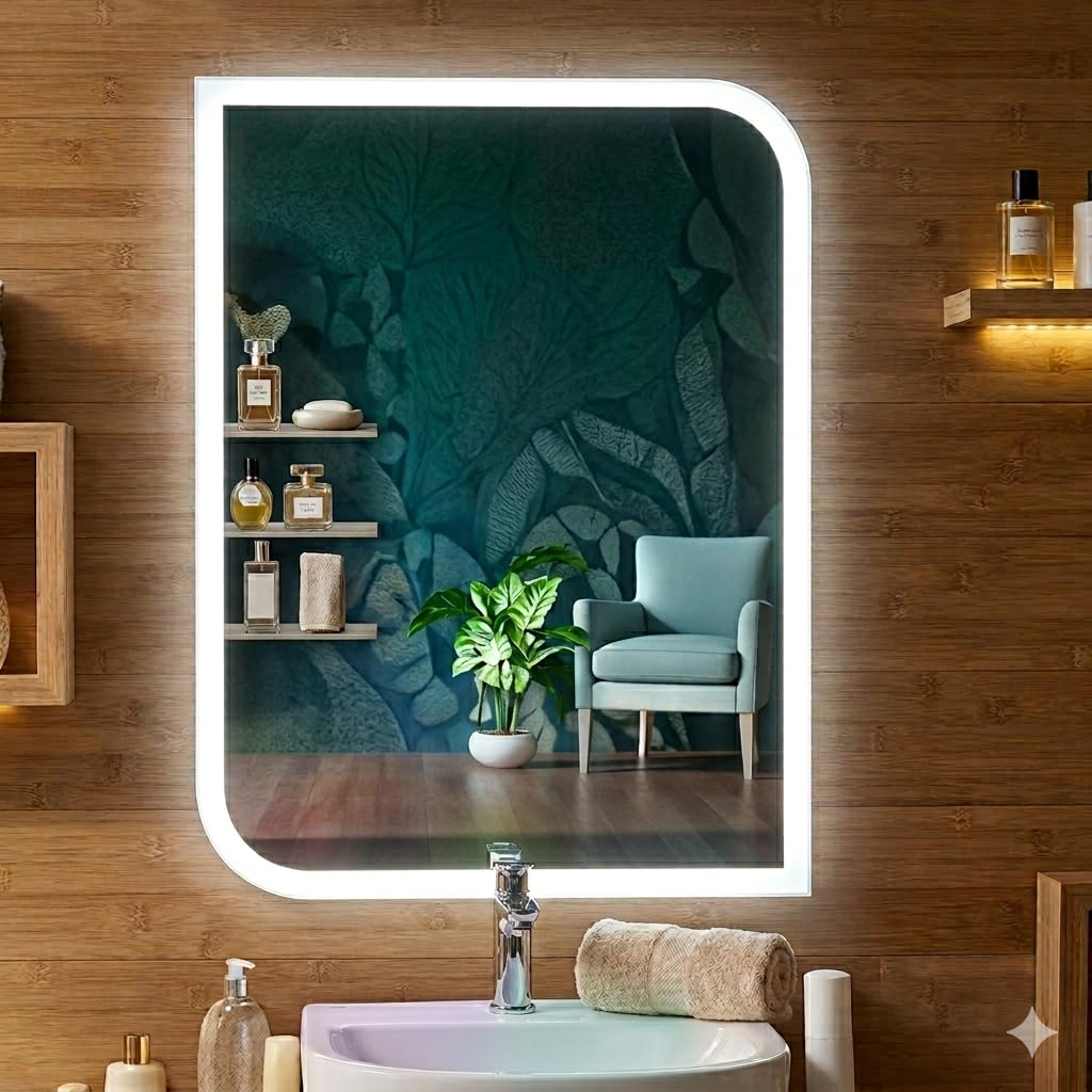 Modern Led Mirror for Bathroom & Bedroom, Mirror with Light, Touch Sensor Controlled with 3 Colour (Warm, White & Natural) Lights and Brightness Adjustable (24x30 Mirror Size)-image-28