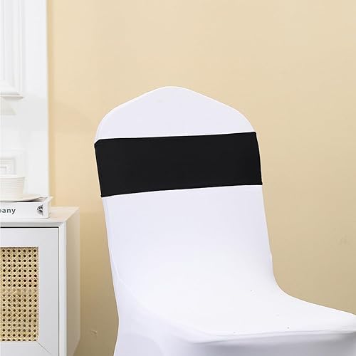 Miniatura 6 de JKDMJF Bandas negras para silla, 50 unidades, bandas elásticas de elastano con hebillas deslizantes, lazos elásticos universales para sillas para