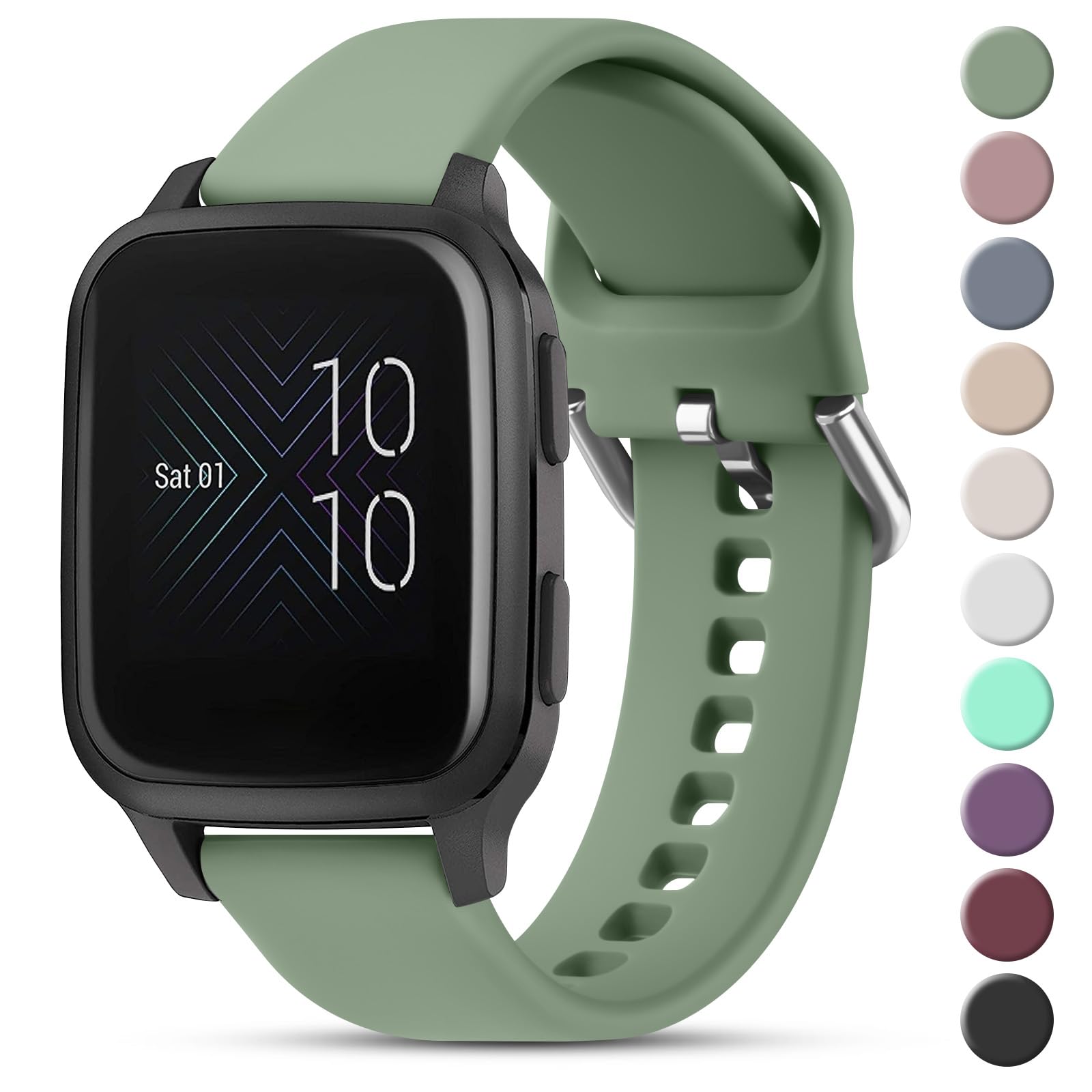 20mm Soft Silicone Strap Compatible with Garmin Vivoactive 3/3 Music, Venu 2 Plus, Venu SQ, Forerunner 245/645/55, Vivomove HR, Instinct 2S, Fenxi 7S