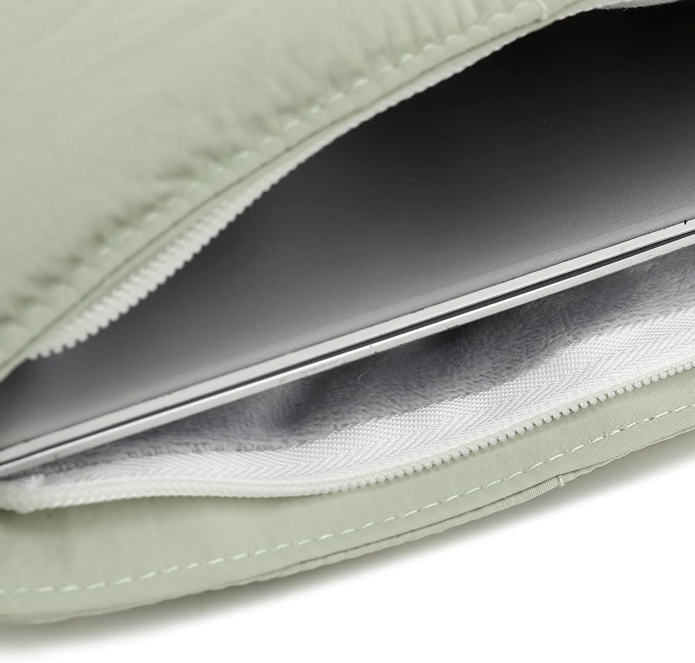 Canvaslife Puffy Laptop Sleeve 15 Inch 15.4 Inch, Quilted Puffer Laptop Case for Women, Pillow Case Compatible for MacBook Pro 16 inch and 15 inch-15.6 inch (Army Green) - Image 5