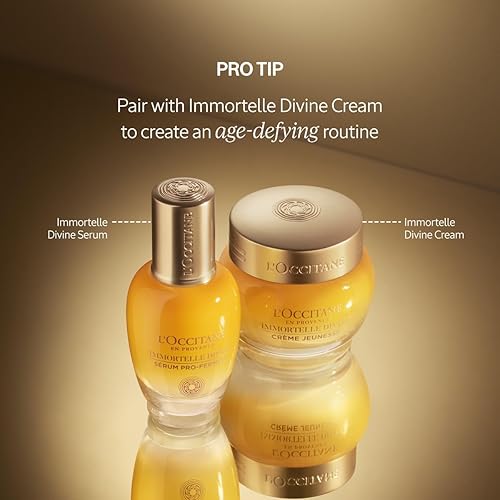 Miniatura 5 de L'OCCITANE Suero facial Divino Immortelle antienvejecimiento para un brillo juvenil y radiante, 1 onza líquida.
