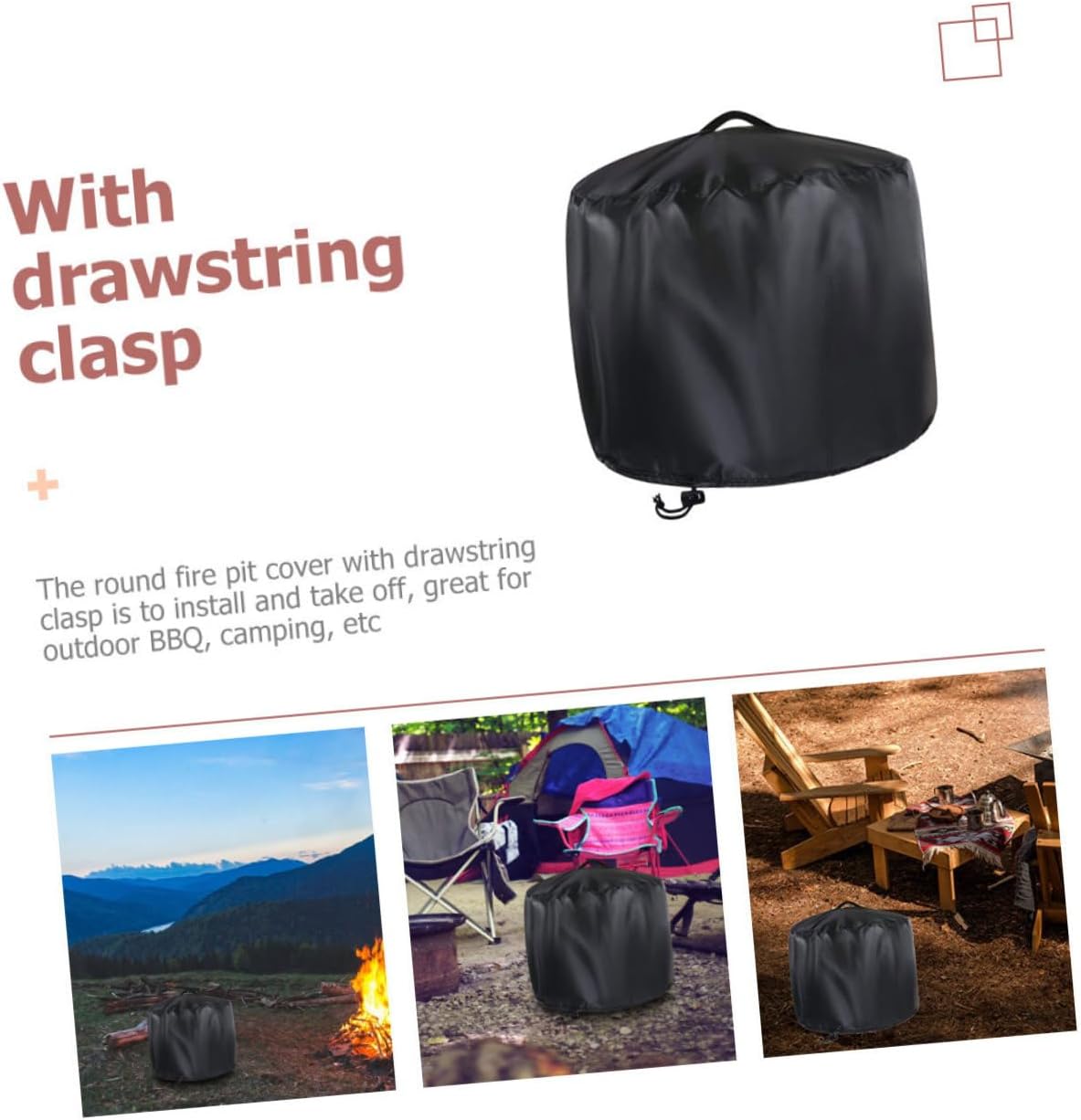 Water-resistant Bbq Fire Stove Cover Outdoor Fire Pit Cover Round Weatherproof Easy to Use Clean