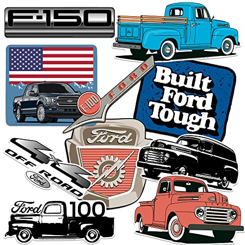 Ford Trucks Vinyl Large Deluxe Stickers Variety Pack – Laptop, Water Bottle, Scrapbooking, Tablet, Skateboard, Indoor/Outdoor – Set of 10