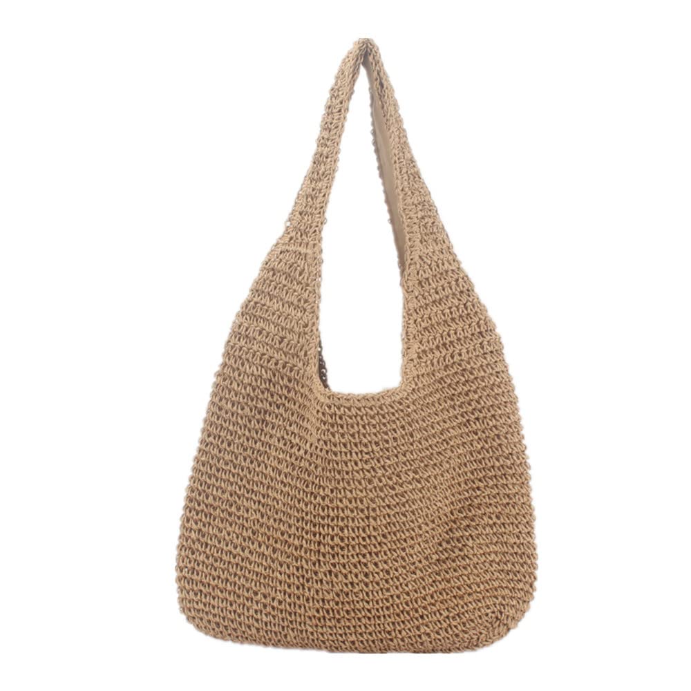 MdouLyStraw Shoulder Bag for Women Bucket Tote Summer Beach Woven Handmade Weaving Handbag