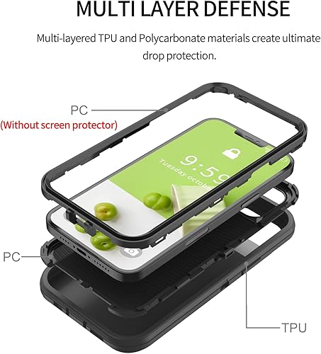 Miniatura 6 de Funda compatible con iPhone 13 Pro Max 12 Pro Max, protección contra caídas, resistente, a prueba de golpes, militar, resistente, duradera,