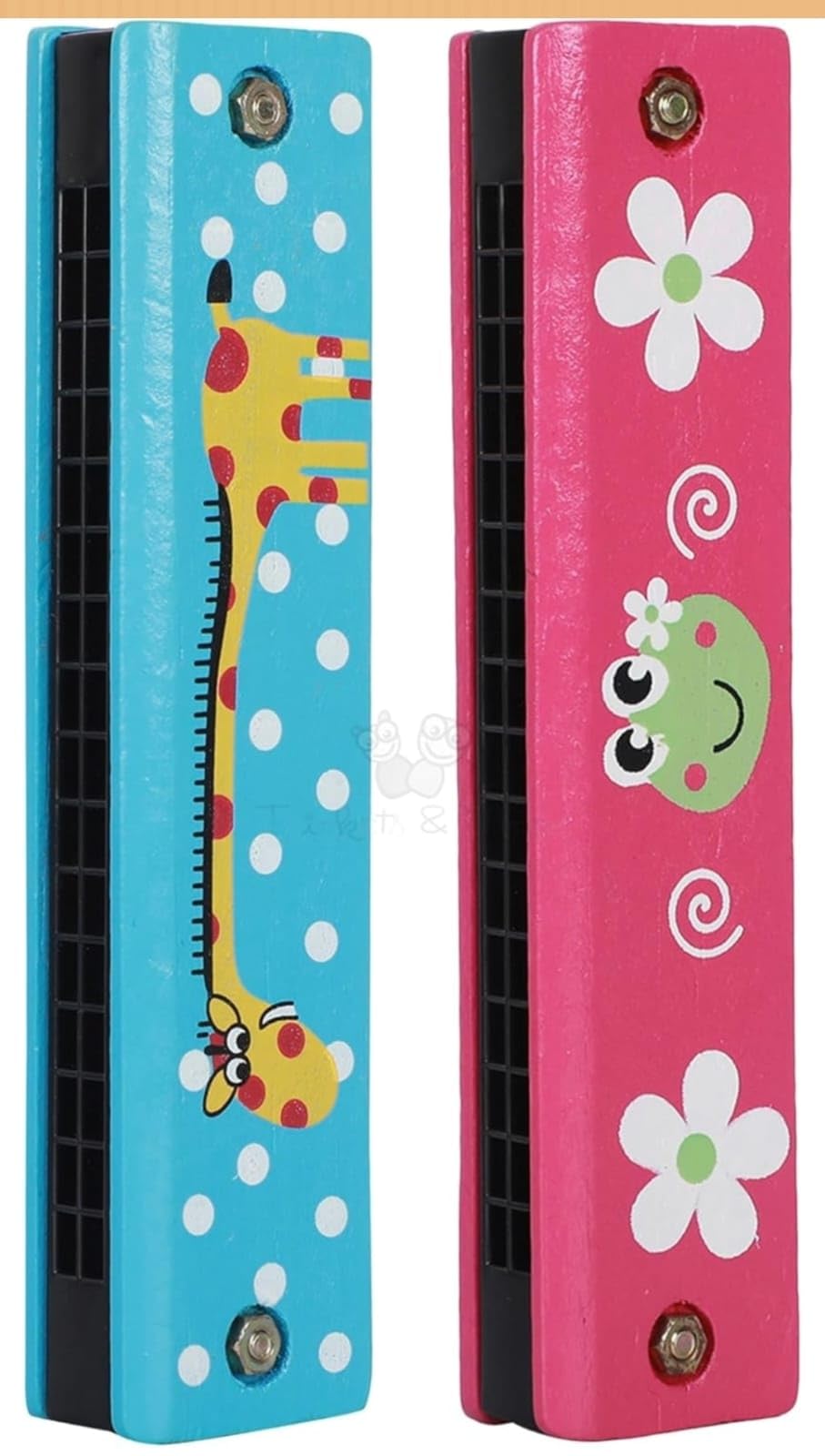 Wooden Harmonica for Kids, Colorful Cartoon Musical Instrument Toy for Boys & Girls (Wooden Mouth Organ Set of 2)-picture-28