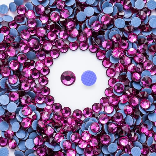 Image of Hotfix Rhinestones Bulk 3000PCS SS6 (1.9-2.1mm), Fuchsia Glass Rhinestones for Clothes, Tumblers, Shoes DIY, Heat Transfer Flatback Gems for Crafts & Decoration