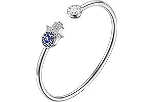 Hamsa Hand of Fatima Bangle: Your Silver-Plated Protector against Evil