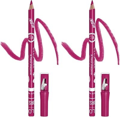 Queen Eye & Lip Liner Pencil with Sharpener | Long Lasting & Smudge Proof Lip Liner | Matte Finish, Rich Color Payoff Sharpenable Pencil (Pink) (Pack of 2)