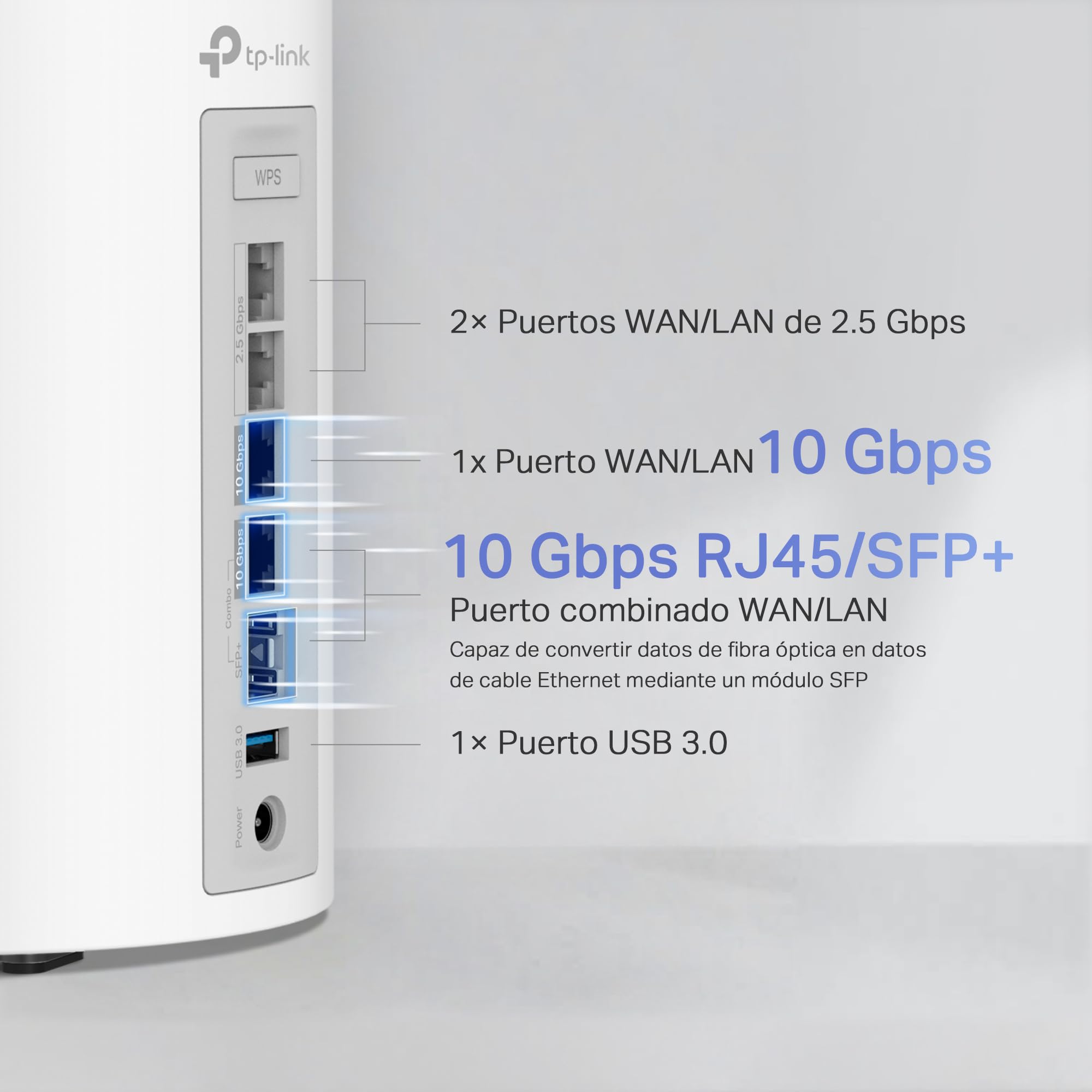 TP-Link Deco BE85 (2 Pack) - Sistema Wi-Fi 7 Mesh BE1900 Tribanda (Nueva Banda 6GHz), 1 Puerto 10 Gbps, 1 Puerto SFP+/RJ45 Combo 10 Gbps, 2 Puertos 2.5 Gbps, Canales de 320MHz, MLO
