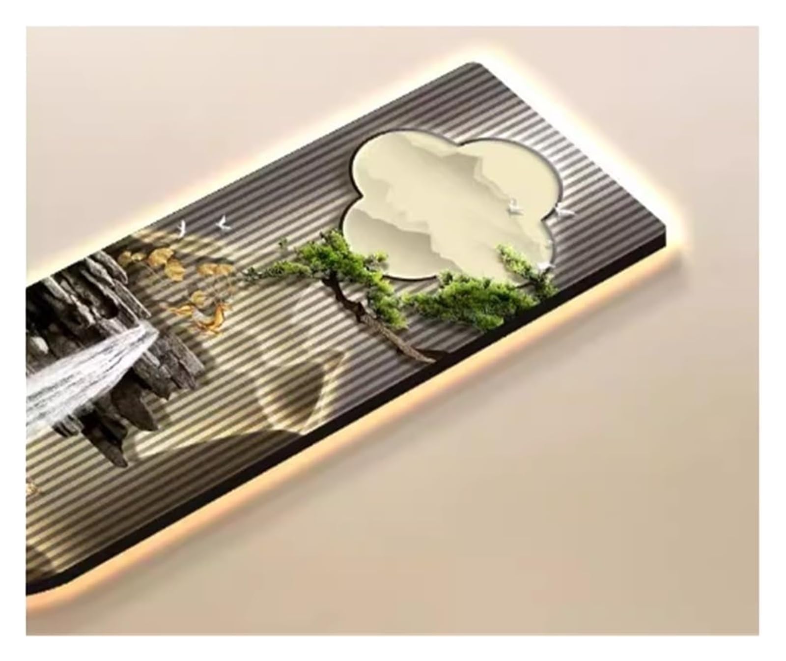 Decoración artística de Pared 3D con Luces LED, Escultura Moderna de Agua de río y árbol for Sala de Estar, Dormitorio y Oficina(B)