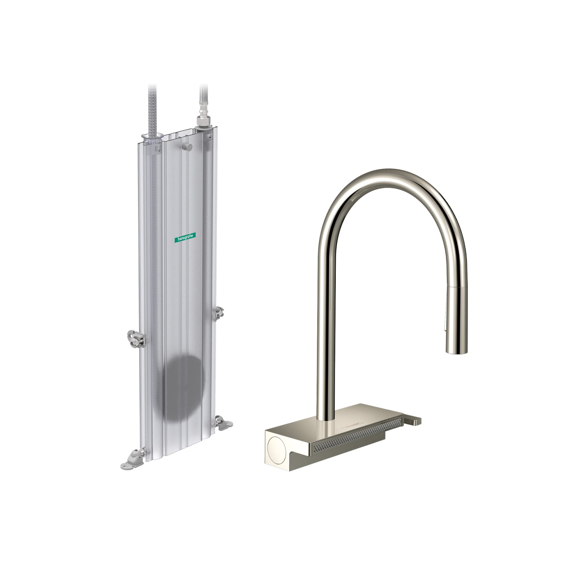 hansgrohe Aquno Select Brushed Nickel High Arc Kitchen Faucet, Kitchen Faucets with Pull Down Sprayer, Faucet for Kitchen Sink, Magnetic Docking Spray Head, Polished Nickel 73831831