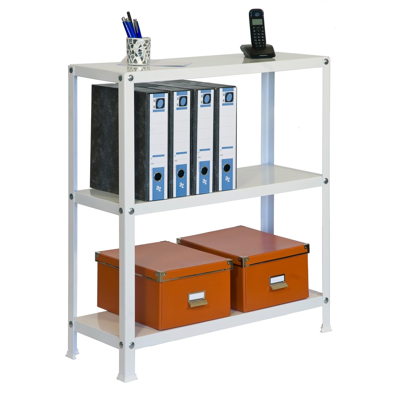 SimonRack Estantería Metálica Almacenaje, 3 Baldas, Alta Capacidad Carga 100 kg, 900x1000x300 mm, Estantería Salón Baño Cocina, Blanco - SimonHome Classic