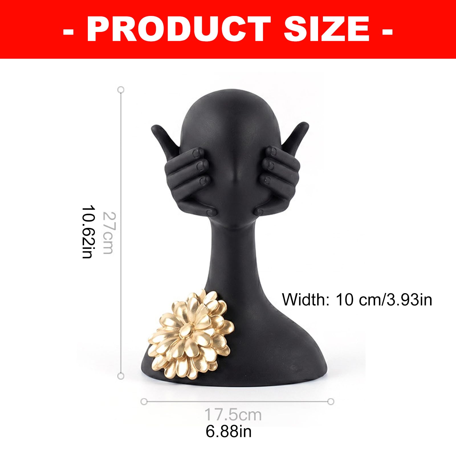 Sculpture Abstraite pour la Maison en résine Noire Mate avec, C