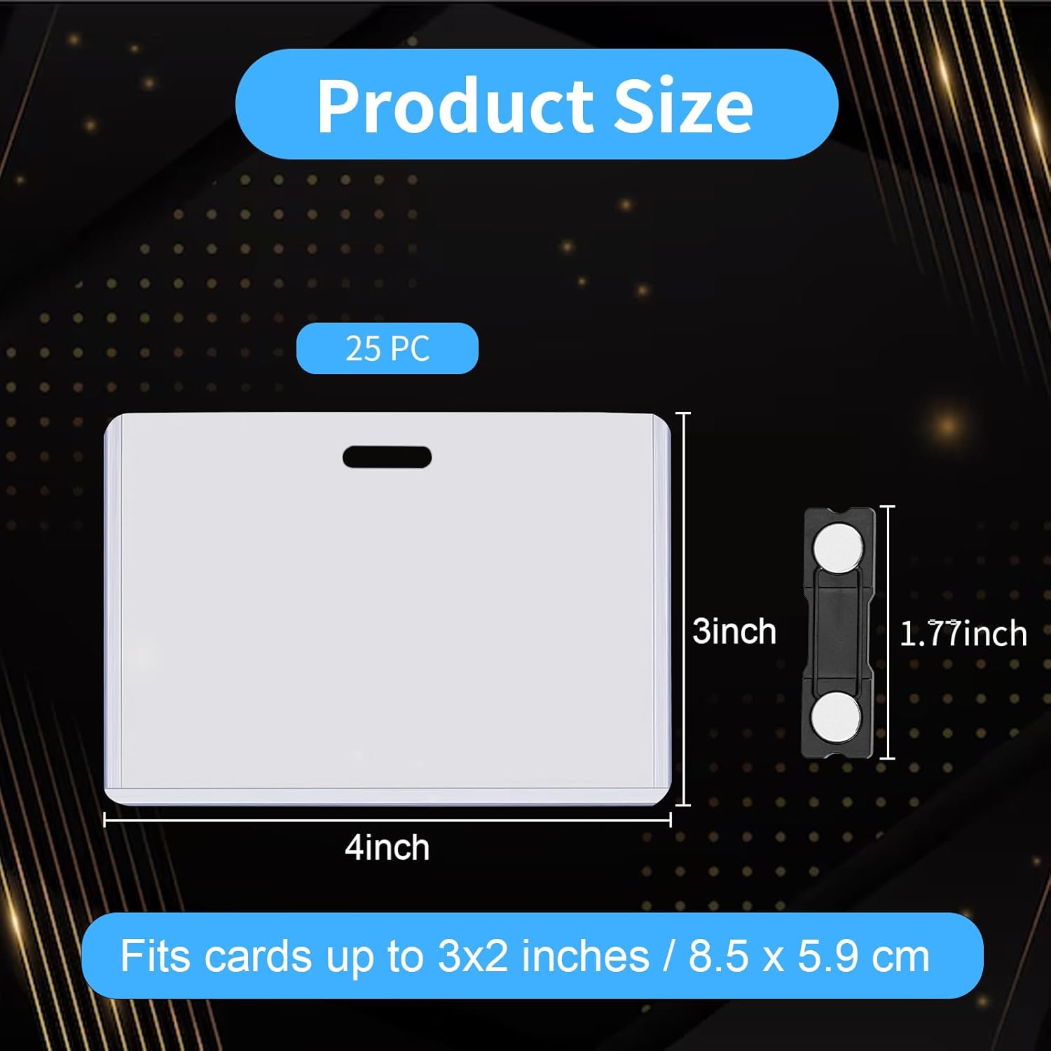 25 Pack Clear Vinyl Magnetic Badge Holder 4”x3” Horizontal ID Card Name Tag Waterproof Magnet Name Tags Clear Name Badge Magnets Holder Reusable Waterproof for Teachers Doctors Nurses Hold 3”x2” Card - Image 2