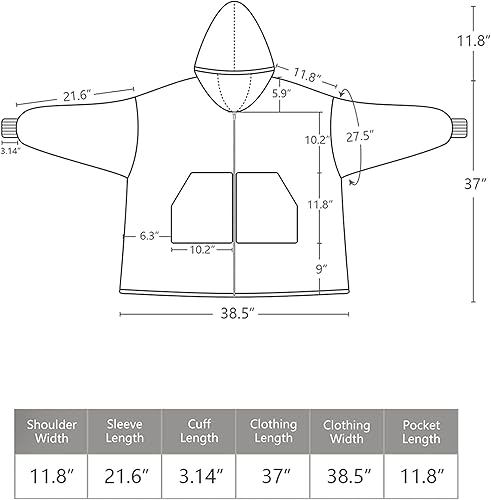 Miniatura 5 de Dreamcountry - Manta de gran tamaño con capucha para adultos y niños, con bolsillo grande, súper cálida y acogedora, unisex, de vellón, con mangas