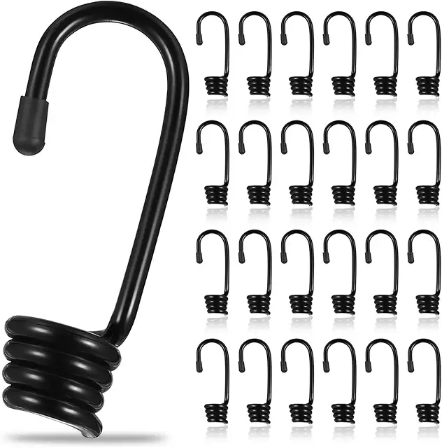 Spiralhaken für Gummiseil 9mm - 24 Stück Spanngummi Haken für Bungee Seile