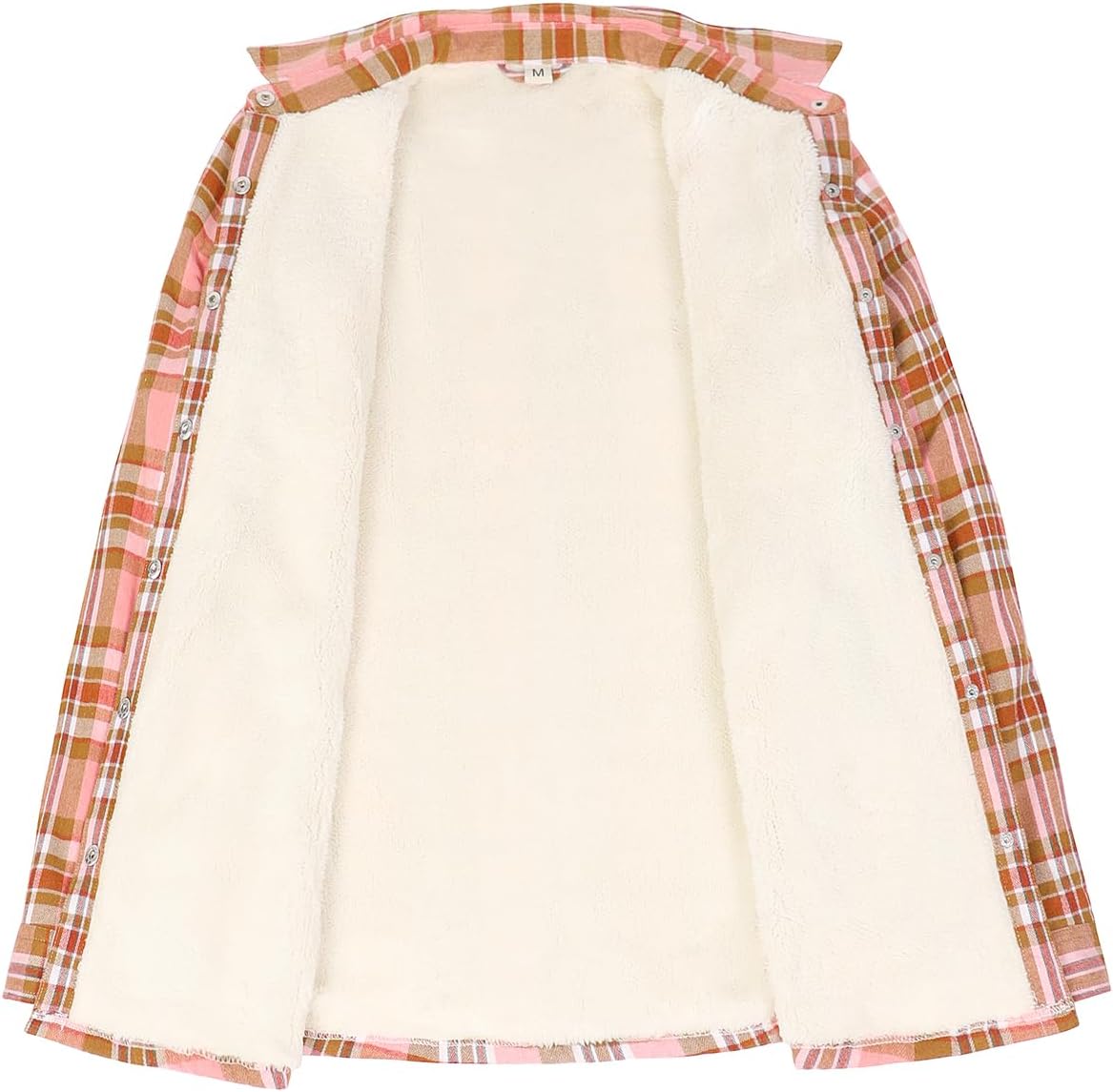 ZENTHACE Women's Flannel Shirt Jacket, Sherpa-Lined Plaid Shacket Jackets, Snap Button Down Outdoor Shirt - Image 3