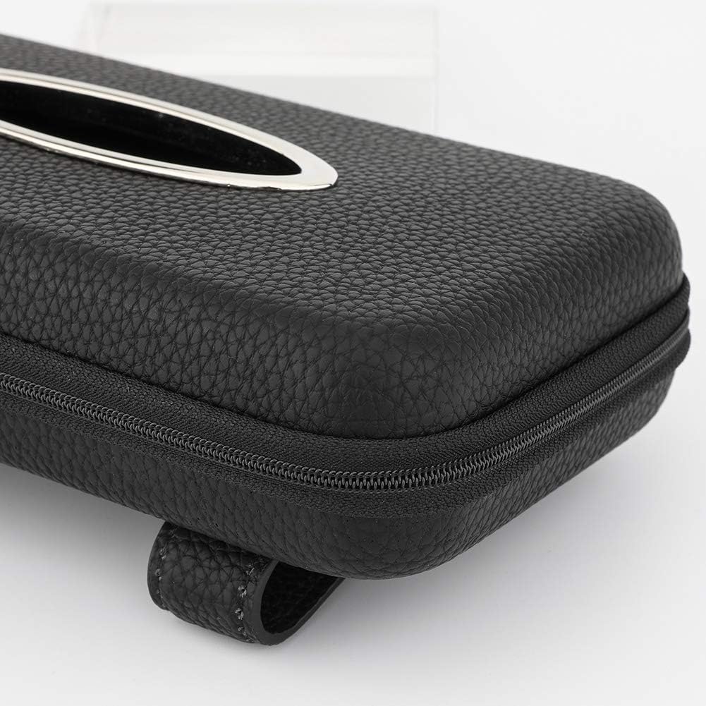Car Tissue Holder, Sun Visor Napkin Holder, Car Visor Tissue Holder, PU Leather Backseat Tissue Case Holder for Car,Vehicle (Black (2Pack))