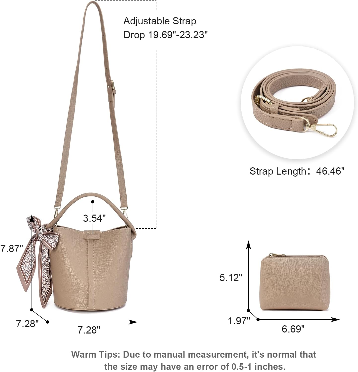 FALAN MULE Small Crossbody Bag for Women Vegan Leather Mini Bucket Handbags Shoulder Purse