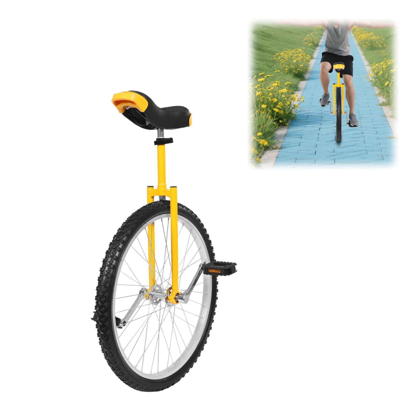 Einrad 24 Zoll Gleichgewichtstrainingeinrad Höhenverstellbar Einrad Erwachsene für Über 1,75m Erwachsen Upgradeeinrad mit Ergonomischer Sattel für Anfänger und Profis Unisex