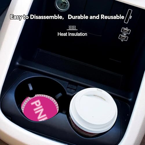 Miniatura 2 de Findmoreart - Juego de 2 posavasos de cerámica absorbente para automóvil, posavasos de mármol para automóvil, posavasos de bebida rosa para
