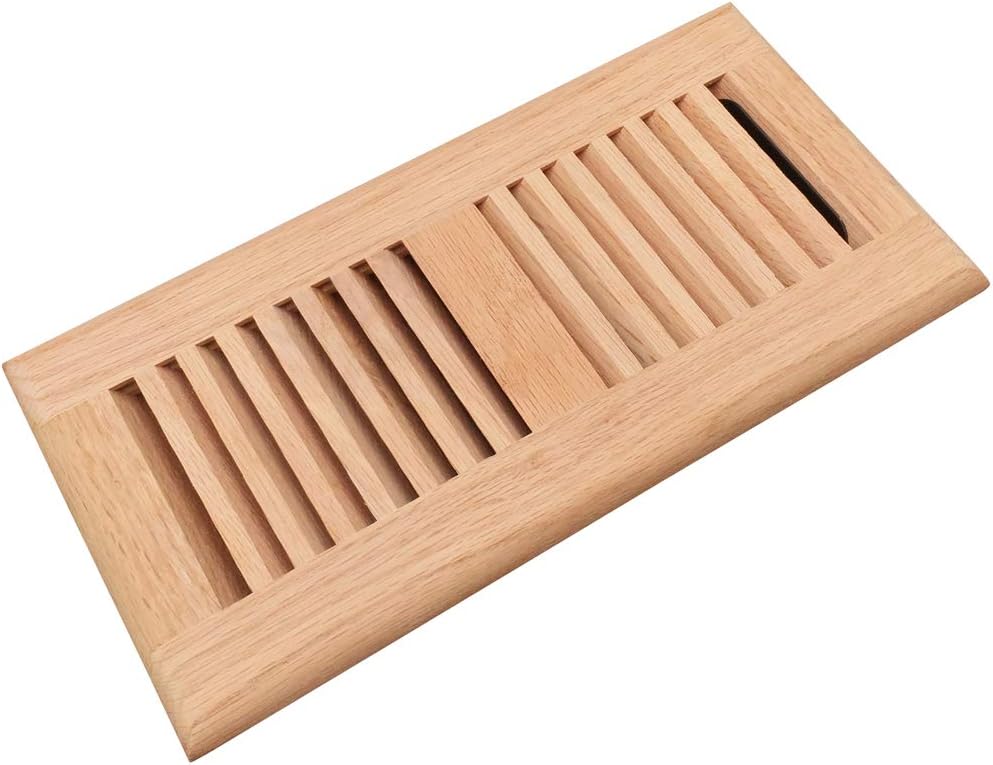 Red Oak Wood Floor Register, Drop in Vent Cover with Damper, 2-1/4 x 14 Inch (Duct Opening), 3/4 Inch Thickness, Unfinished