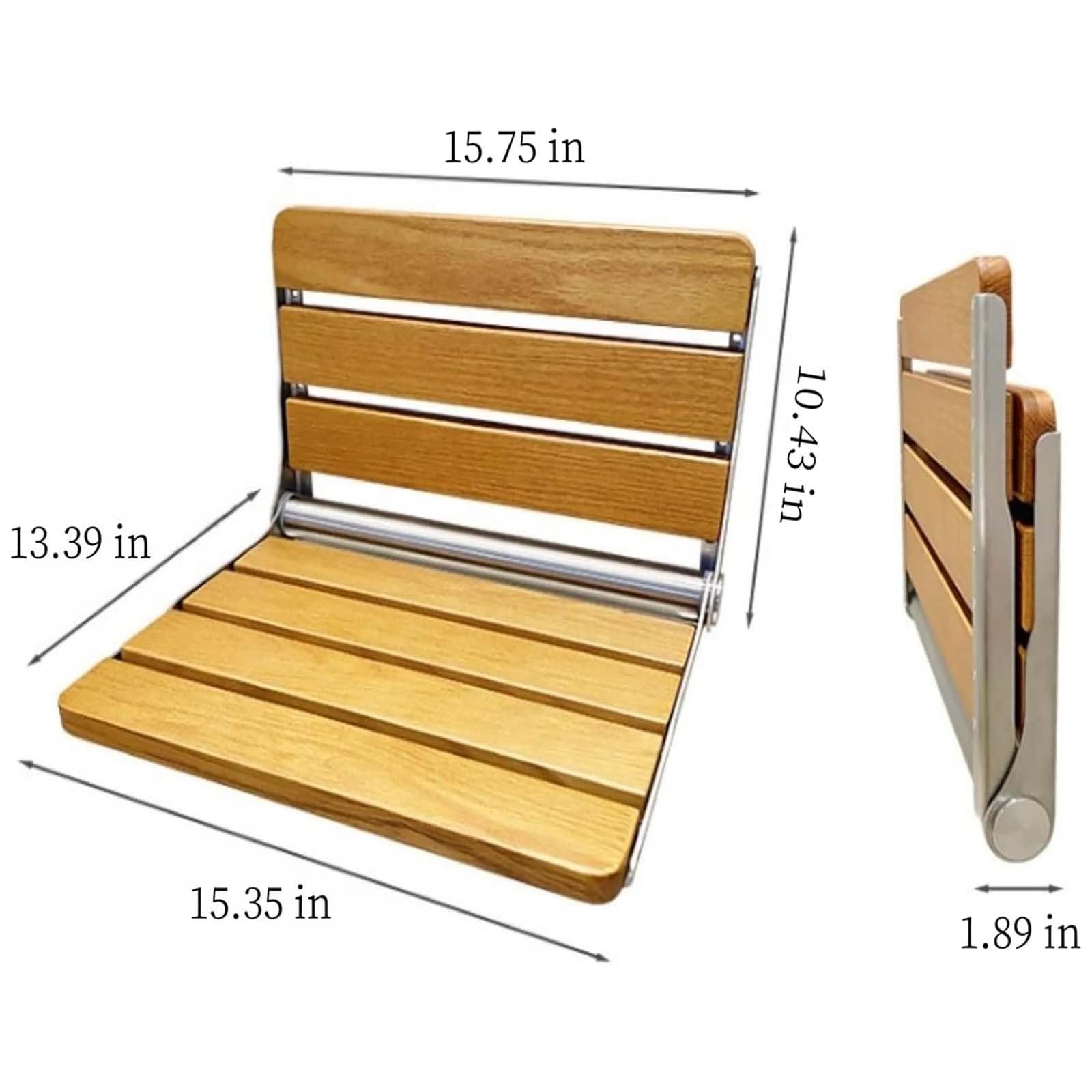 Asiento de ducha plegable montado en la pared, diseño que ahorra espacio, soporte de acero inoxidable, soporta hasta 440 libras, ideal para hogares, baños y pasillos