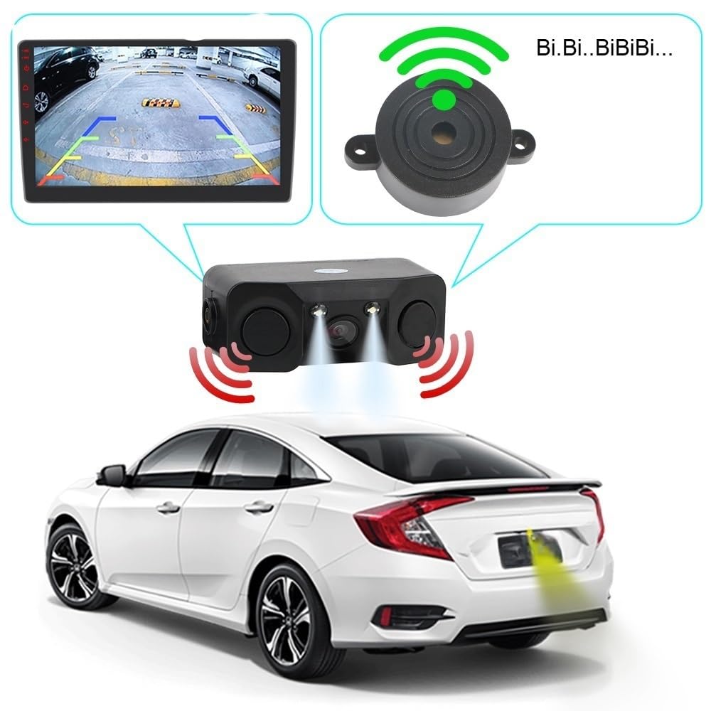PDC capteur Stationnement Caméra de recul à Vision Nocturne, détecteur de Radar de recul 3 en 1, Mini, lumière LED, Accessoires de Voiture